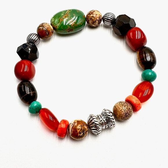 Carolyn Pollack Sterling Silver Multi Gemstone Magnetic Clasp Bracelet - Picture 3 of 4